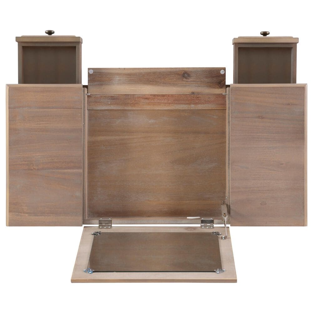 Linon Home Decor Cyndi Vanity with Stool in Grey Wash, , large