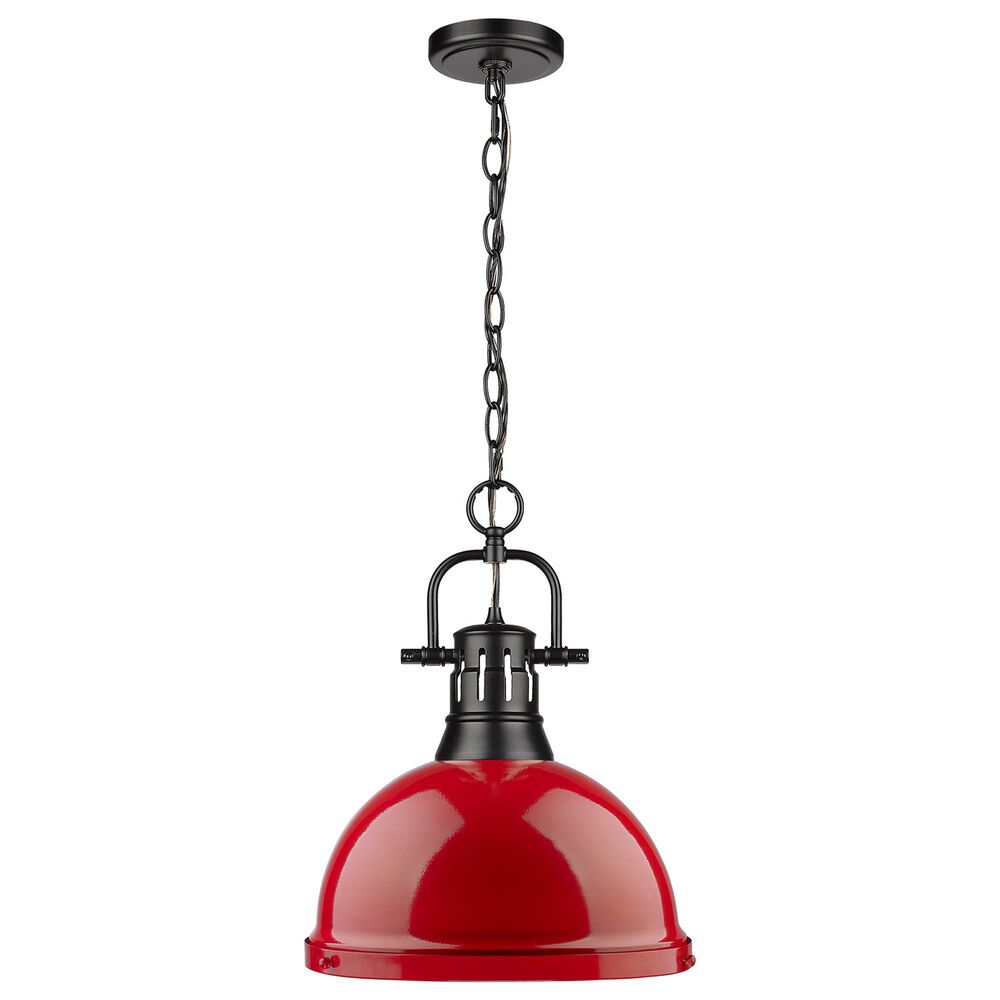 Golden Lighting Duncan 1-Light Pendant with Chain in Matte Black, , large