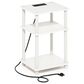 HOMLUX 3-Tier Turn-N-Tube End Table with Charging Station in White, , large
