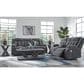 Ashley Observation Power Reclining Sofa with Drop Down Table in Steel Velvet, , large