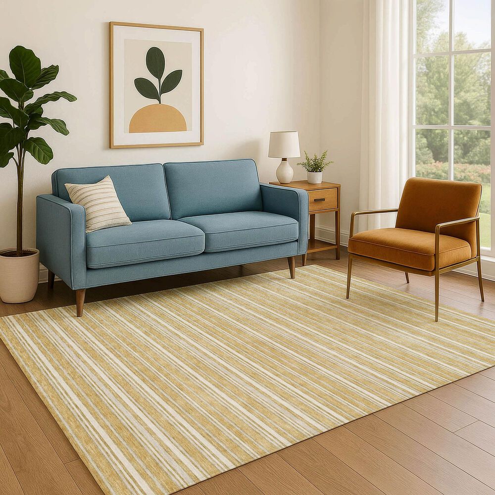 Dalyn Rug Company Soft Essentials Striped Gold 10' x 14' Indoor/Outdoor Area Rug, , large