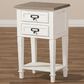 Baxton Studio Dauphine 2-Drawer Nightstand in White and Natural, , large