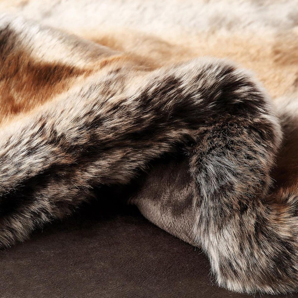 Timberlake Lavish Home Zobel Faux Marten Sable Throw in Amber Brown, , large