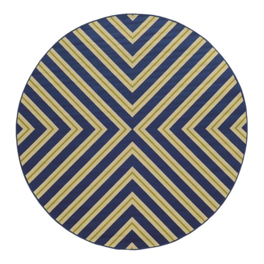 Oriental Weavers Riviera 4589 7"10" Round Navy Area Rug, , large
