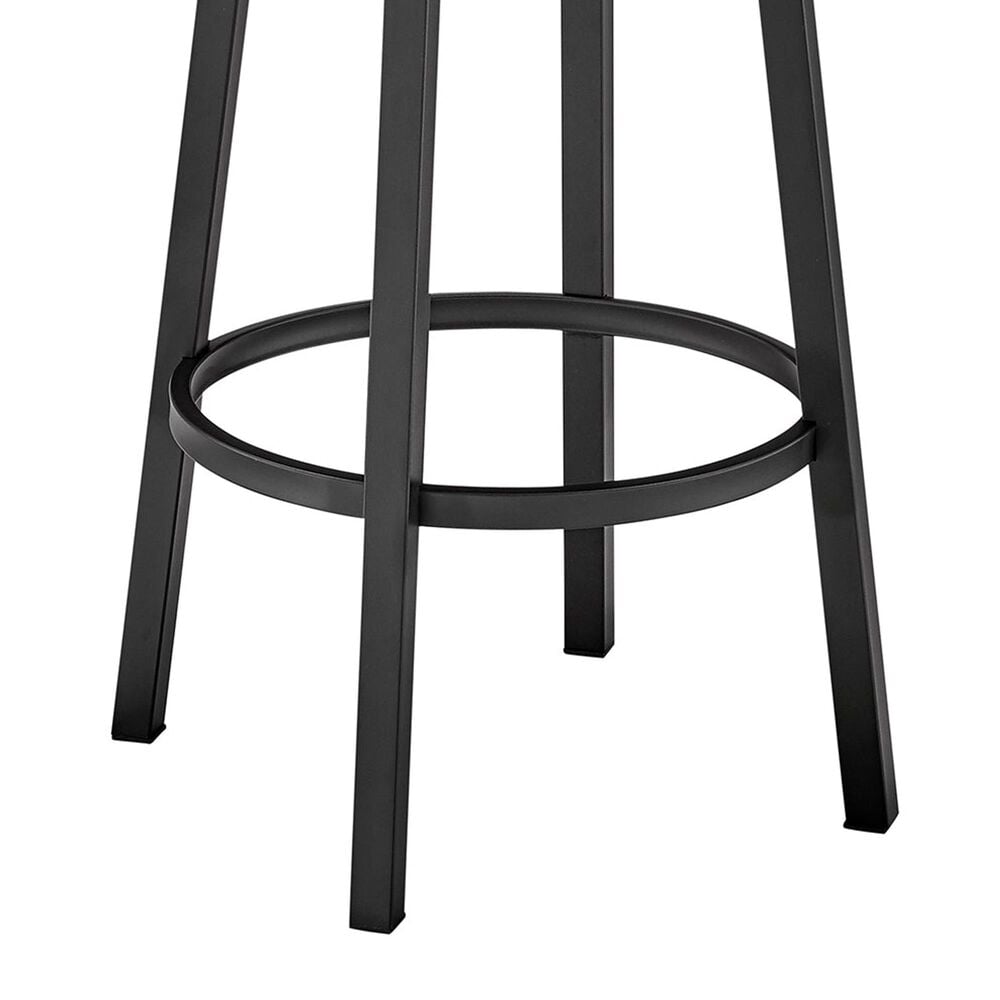 Armen Living Lorin 26" Swivel Counter Stool with Gray Cushion in Matte Black, , large