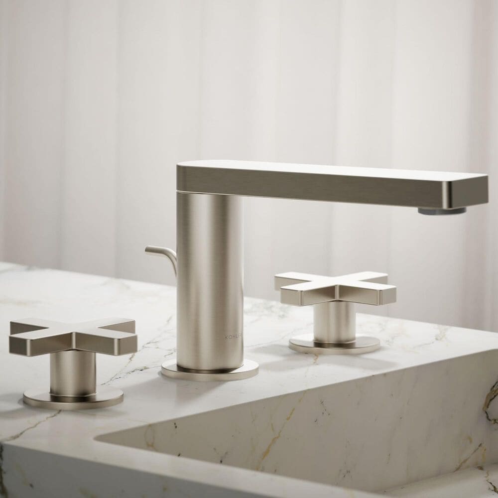 Kohler Composed Widespread Bathroom Sink Faucet with Cross handles in Vibrant Brushed Nickel, , large