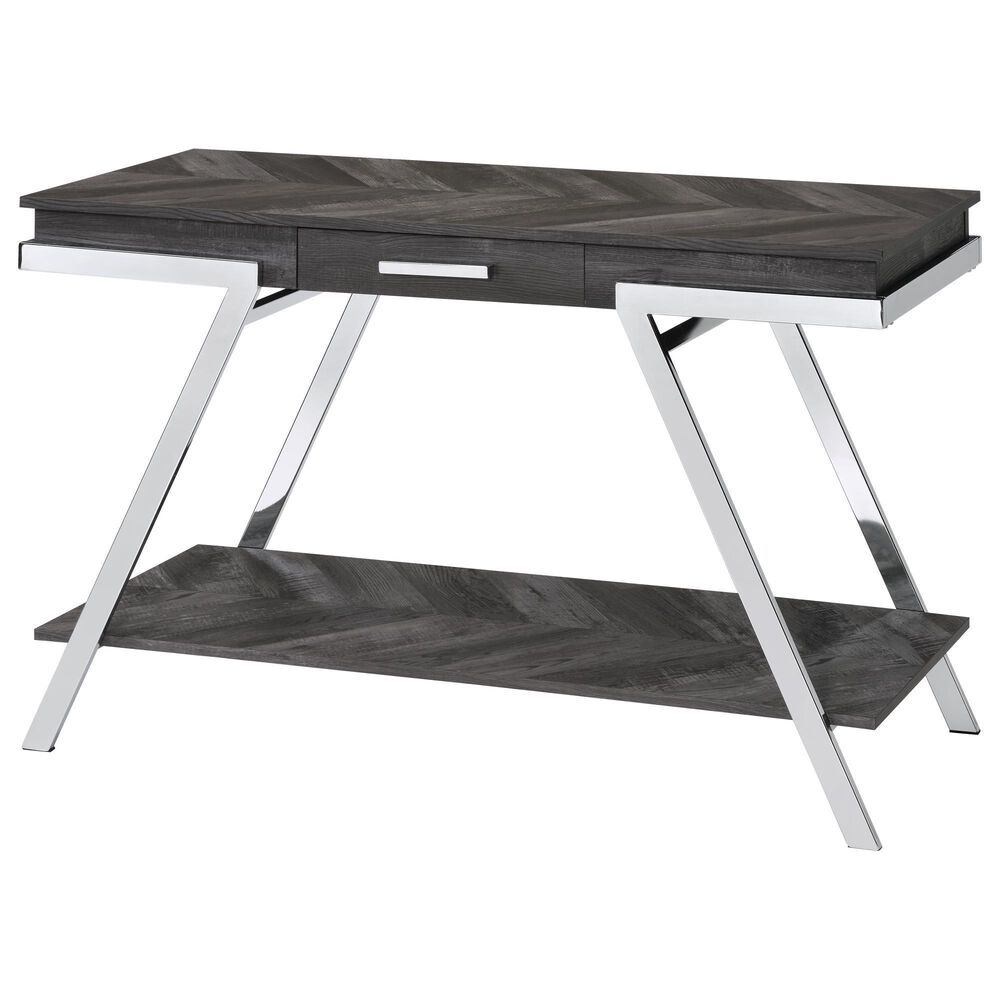 Steve Silver Furniture Roma Sofa Table in Shadow Grey and Chrome, , large