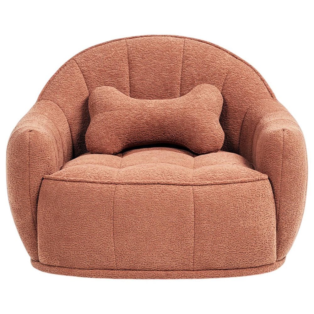 Jennifer Taylor Home Louie 30.5" Modern Dog Sofa Bed with Bone Pillow in Spice Orange, , large