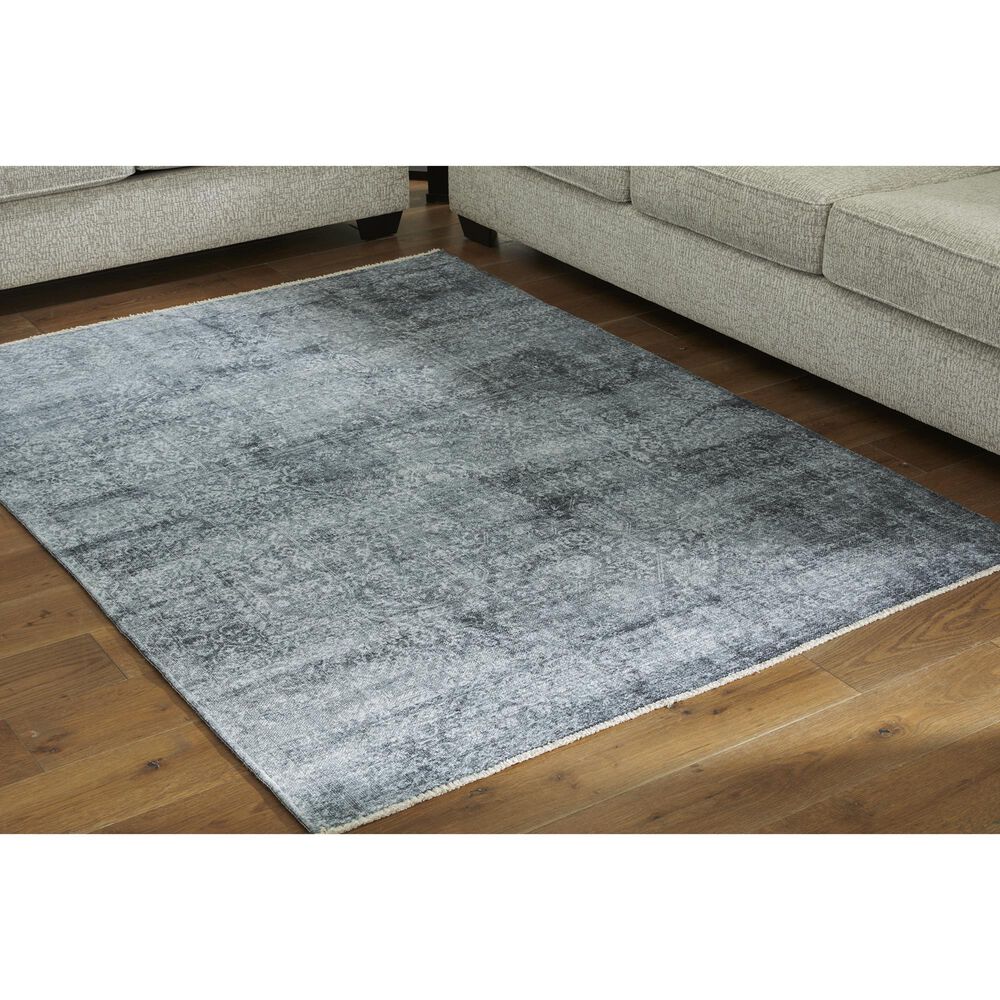 Ashley Rhysill 5&#39; x 7&#39; Teal Area Rug, , large