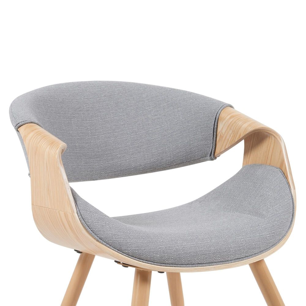 Armen Living Butterfly Arm Chair with Gray Upholstery in Oak, , large