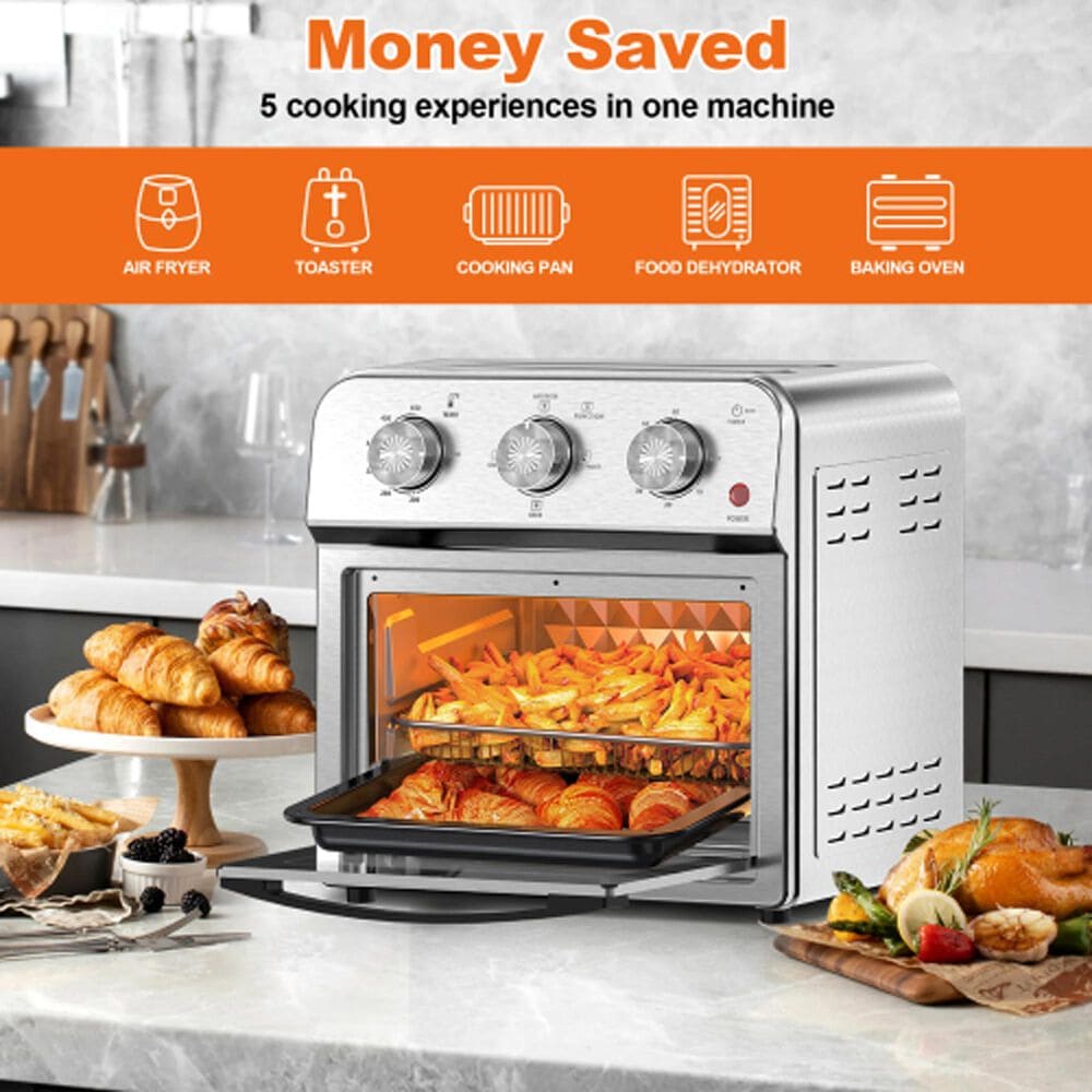 HOMLUX 13 Qt Air Fryer Toaster Oven in Silver, , large