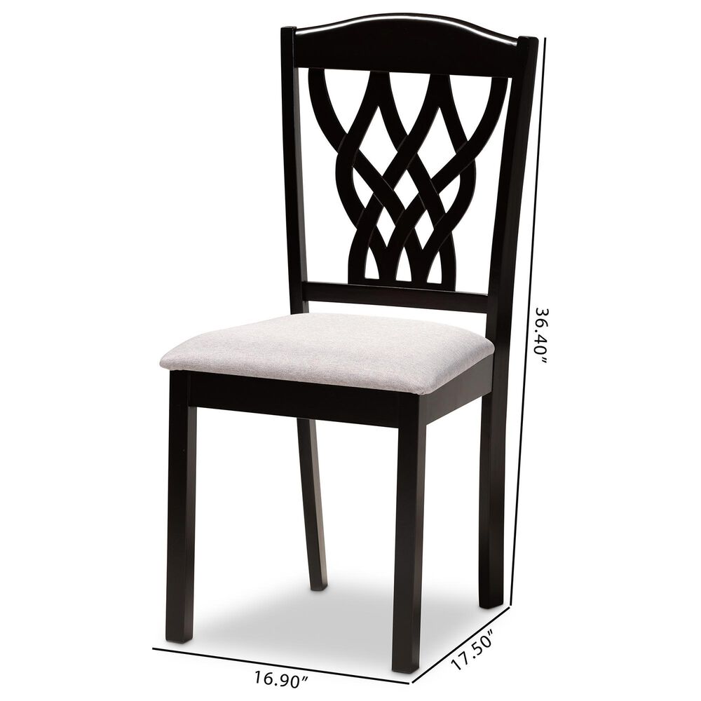 Baxton Studio Delilah Side Chair with Grey Cushion in Dark Brown (Set of 2), , large
