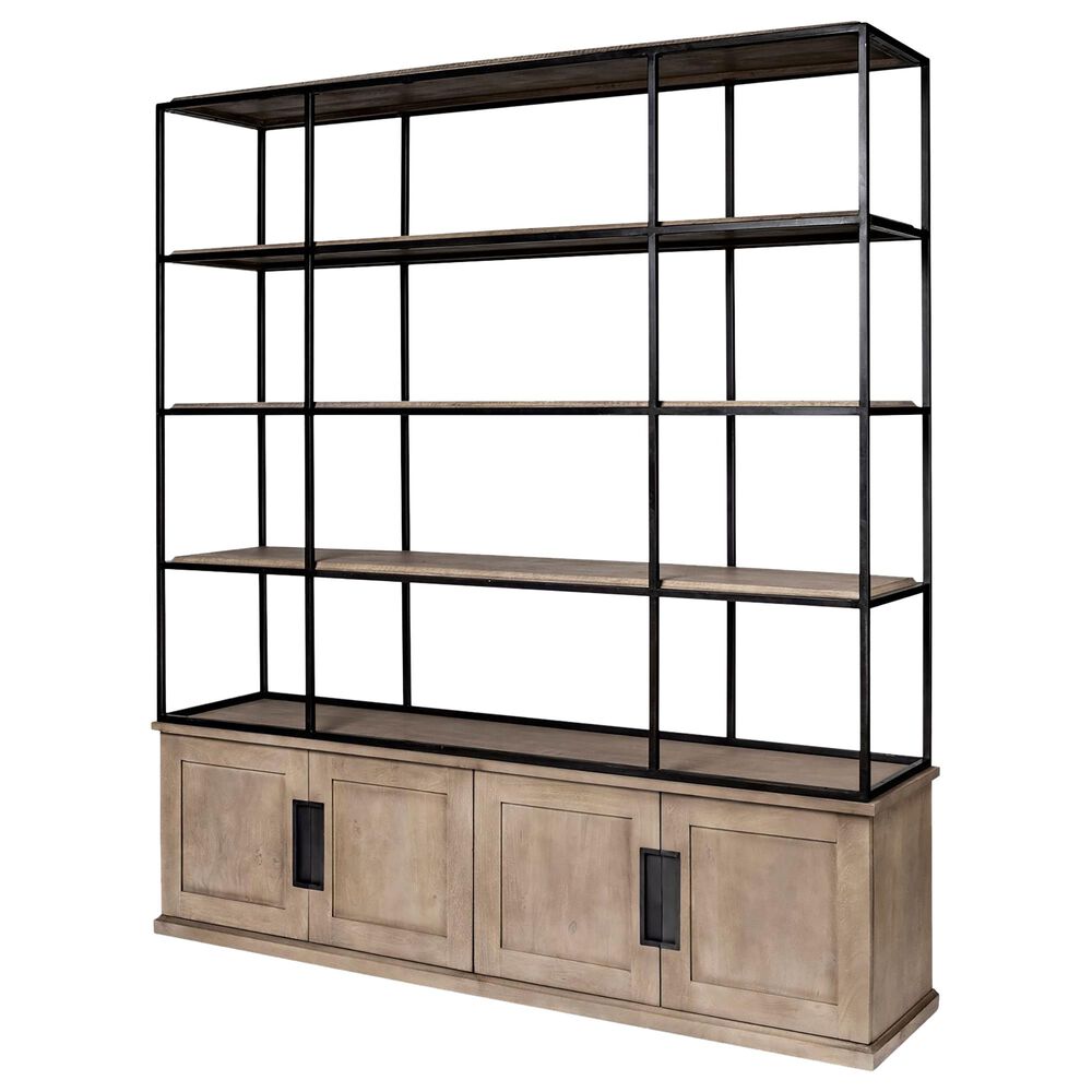 Mercana Braxton II Shelving Unit in Matte Black and Light Brown , , large