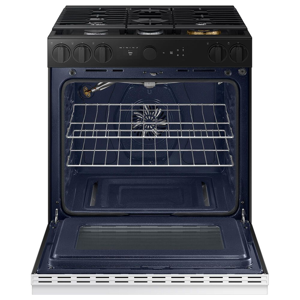 Samsung Bespoke Bespoke 6.0 Cu. Ft. Smart Slide-In Gas Range with Reversible Griddle and 23K BTU Power Burner in White Glass, , large