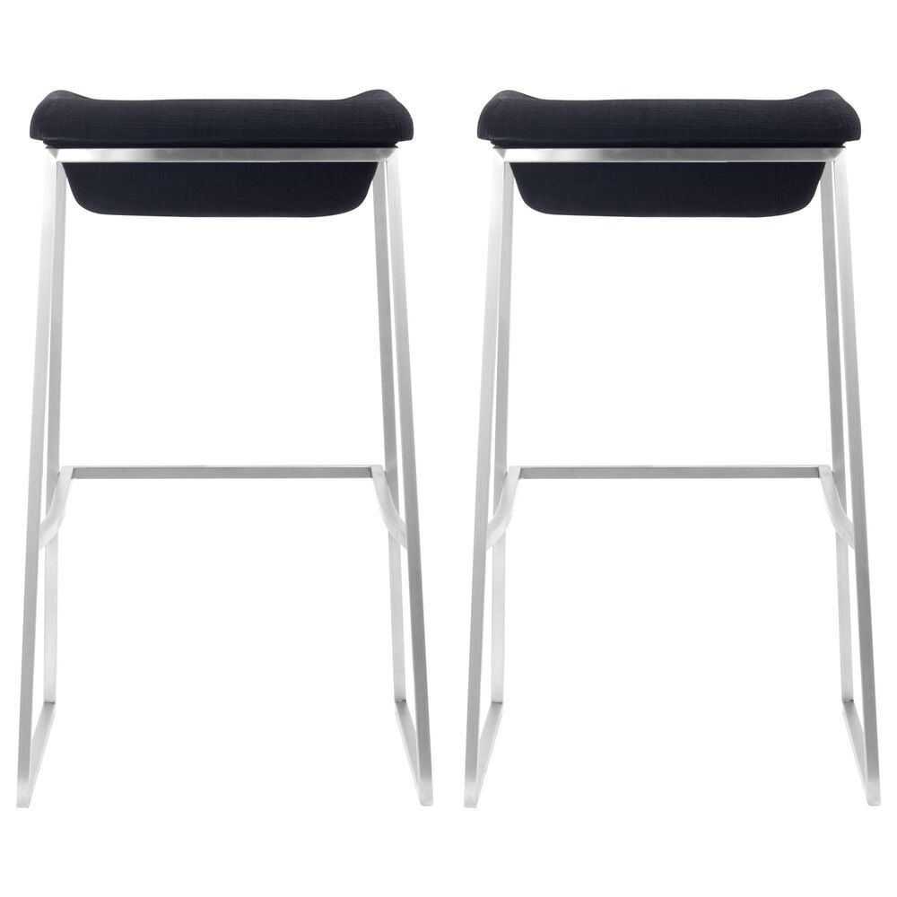 Zuo Modern Lids Barstool in Dark Gray and Silver &#40;Set of 2&#41;, , large