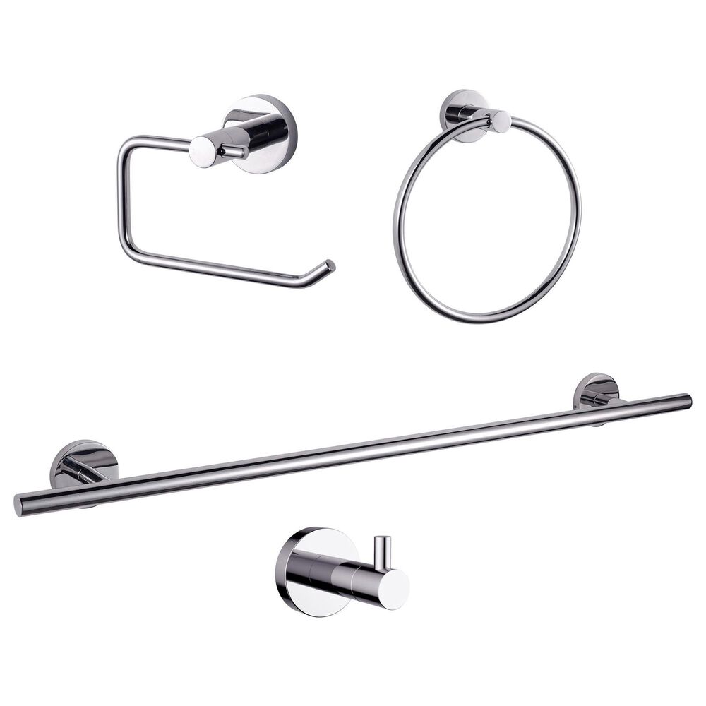 Lexora Home Bagno Nera 4-Piece Bathroom Accessory Set in Chrome, , large