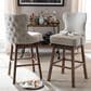 Baxton Studio Gradisca Swivel Bar Stool with Light Beige Cushion in Dark Walnut (Set of 2), , large