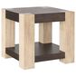 Bassett Mirror Harmony Square End Table in Carbon Mindi and Blonde Acacia, , large