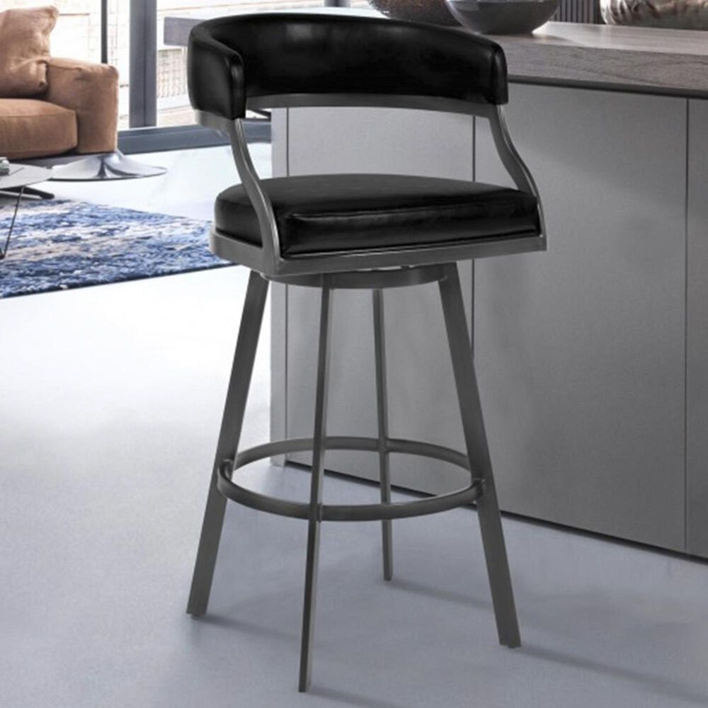 Blue River Saturn 26" Counter Stool with Vintage Black Seat in Mineral