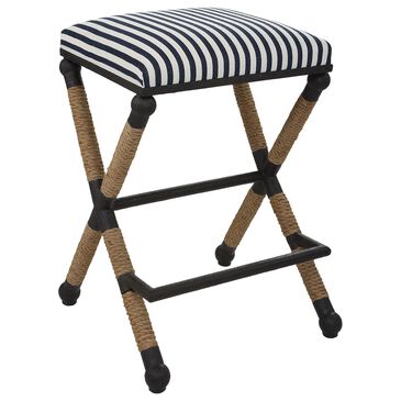 Uttermost Braddock Counter Stool in Navy and Cream, , large