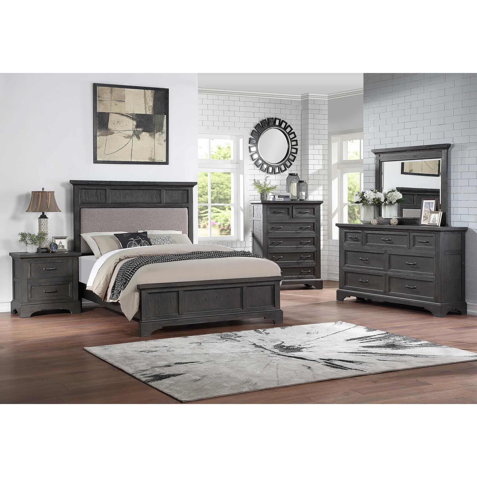 Oak top grey nightstand