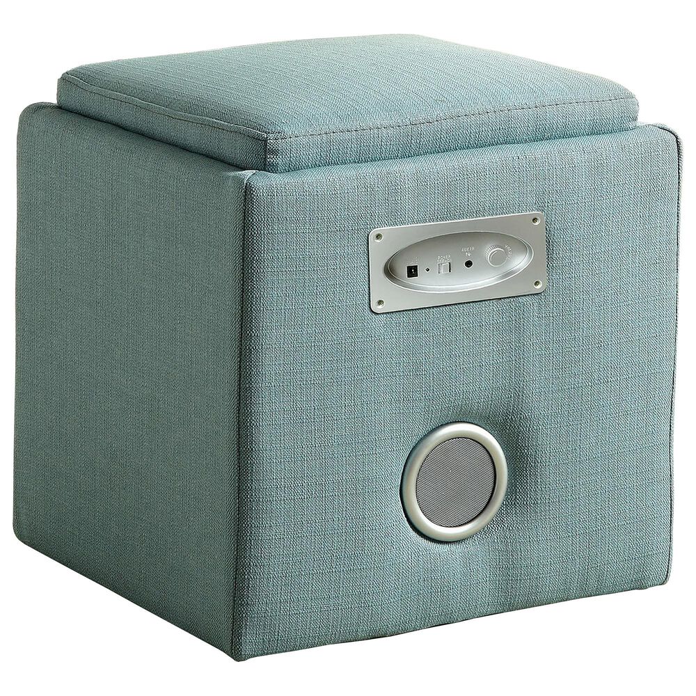Furniture of America Wike Mini Cube Storage Ottoman in Blue, , large