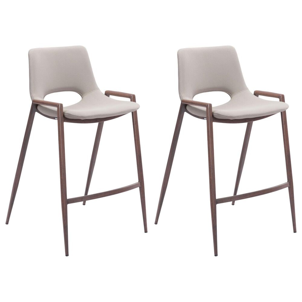 Zuo Modern Desi Counter Chair in Beige/Dark Brown (Set of 2), , large