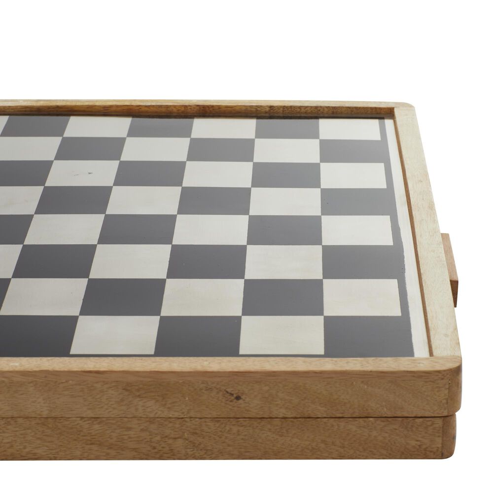 Maple and Jade 5&quot; x 15&quot; Chess Game Set in Black, Silver and Brown, , large