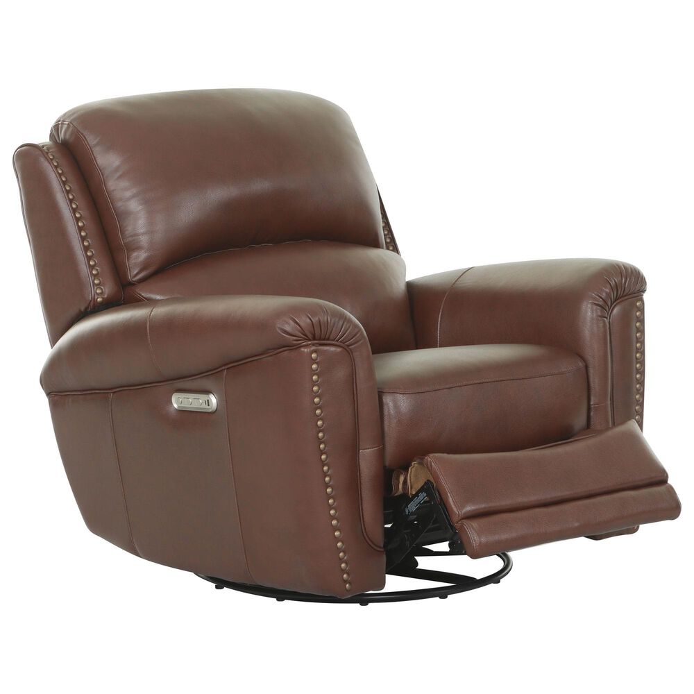 Chateau d'Ax Stationary Leather Sofa and Recliner Set in Red Brown, , large