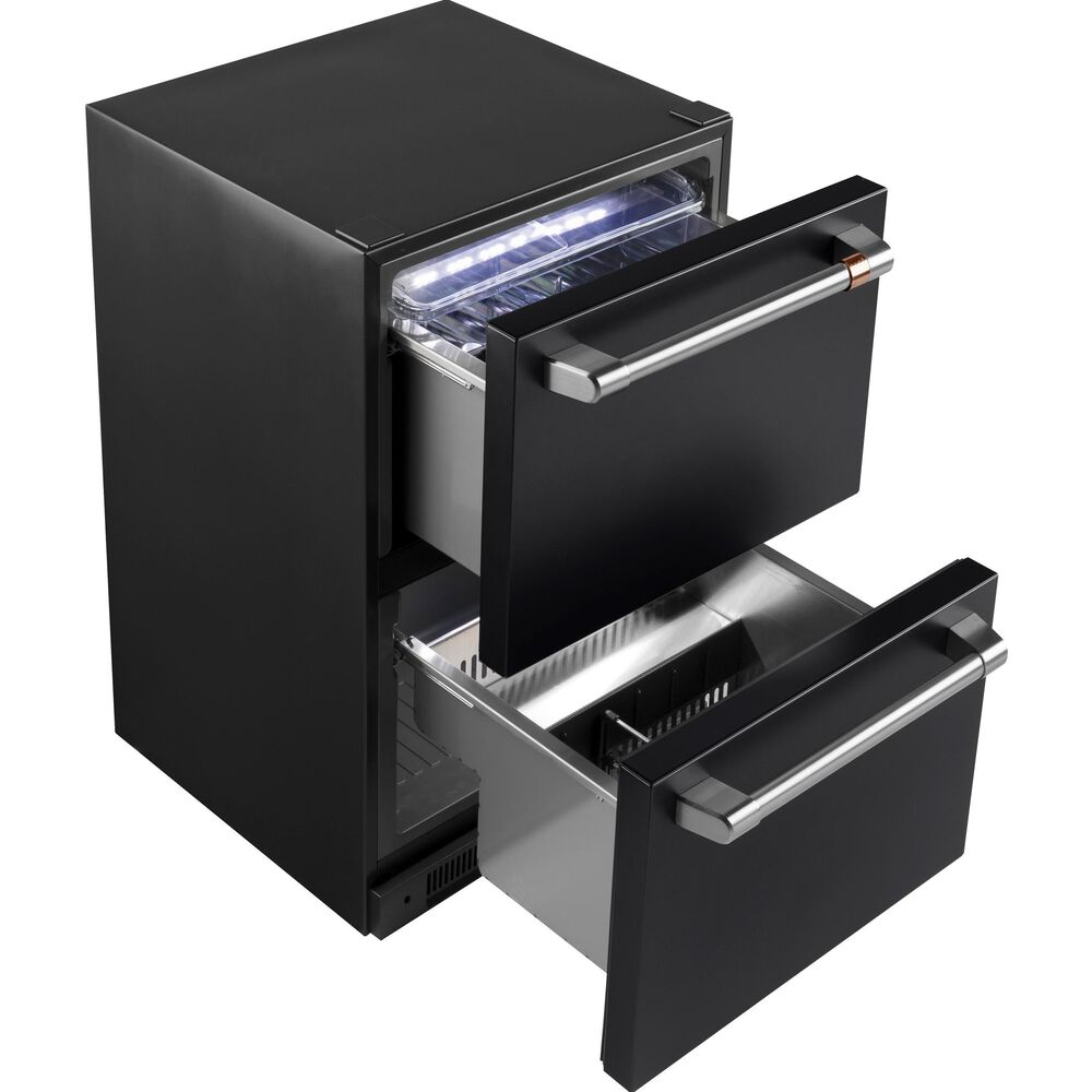 GE Cafe 5.7 Cu. Ft. BuiltIn DualDrawer Refrigerator in Matte Black
