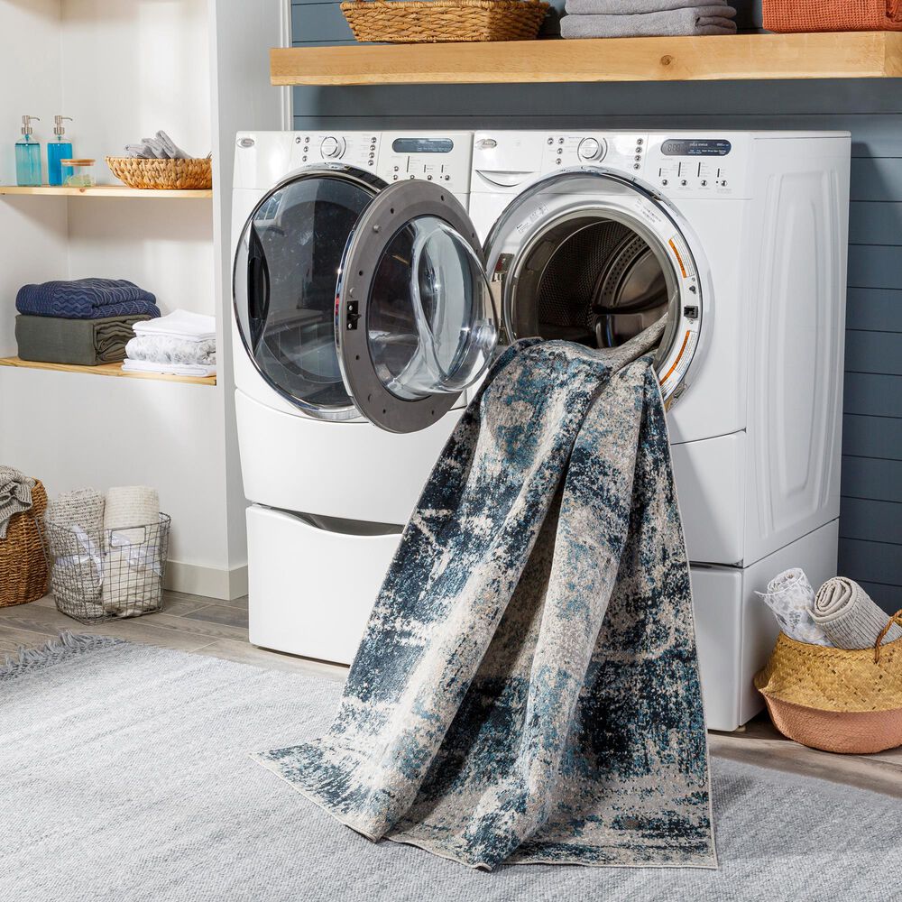 Surya Lavadora LVR-2313 2&#39;7&quot; x 7&#39;3&quot; Ink Blue, Navy, Light Gray, Light Beige and Cream Runner, , large