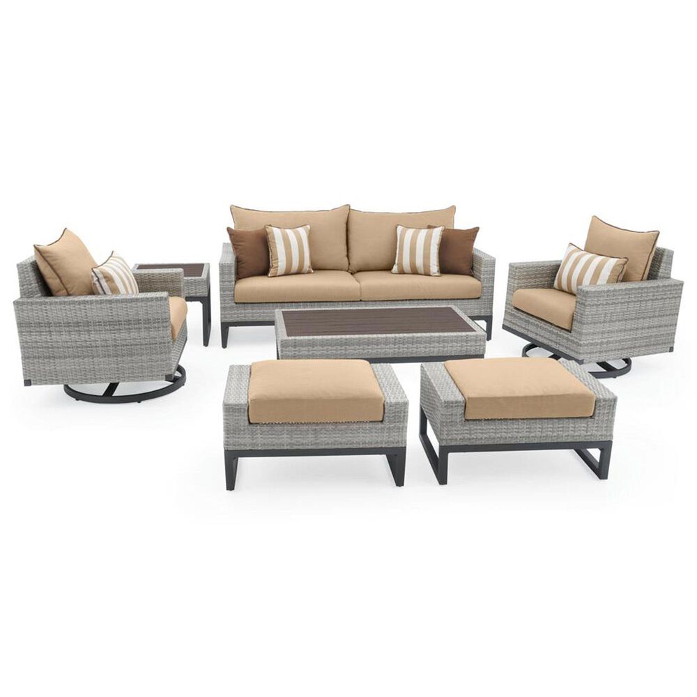RST Brands Milo 7-Piece Patio Motion Deep Seating Set with Maxim Beige Cushion in Gray, , large