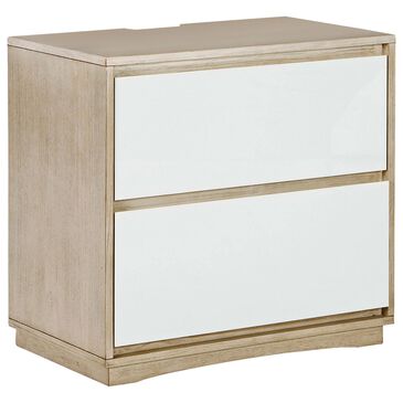 Millennium Wendora 2-Drawer Nightstand in Light Bisque and Glossy White, , large
