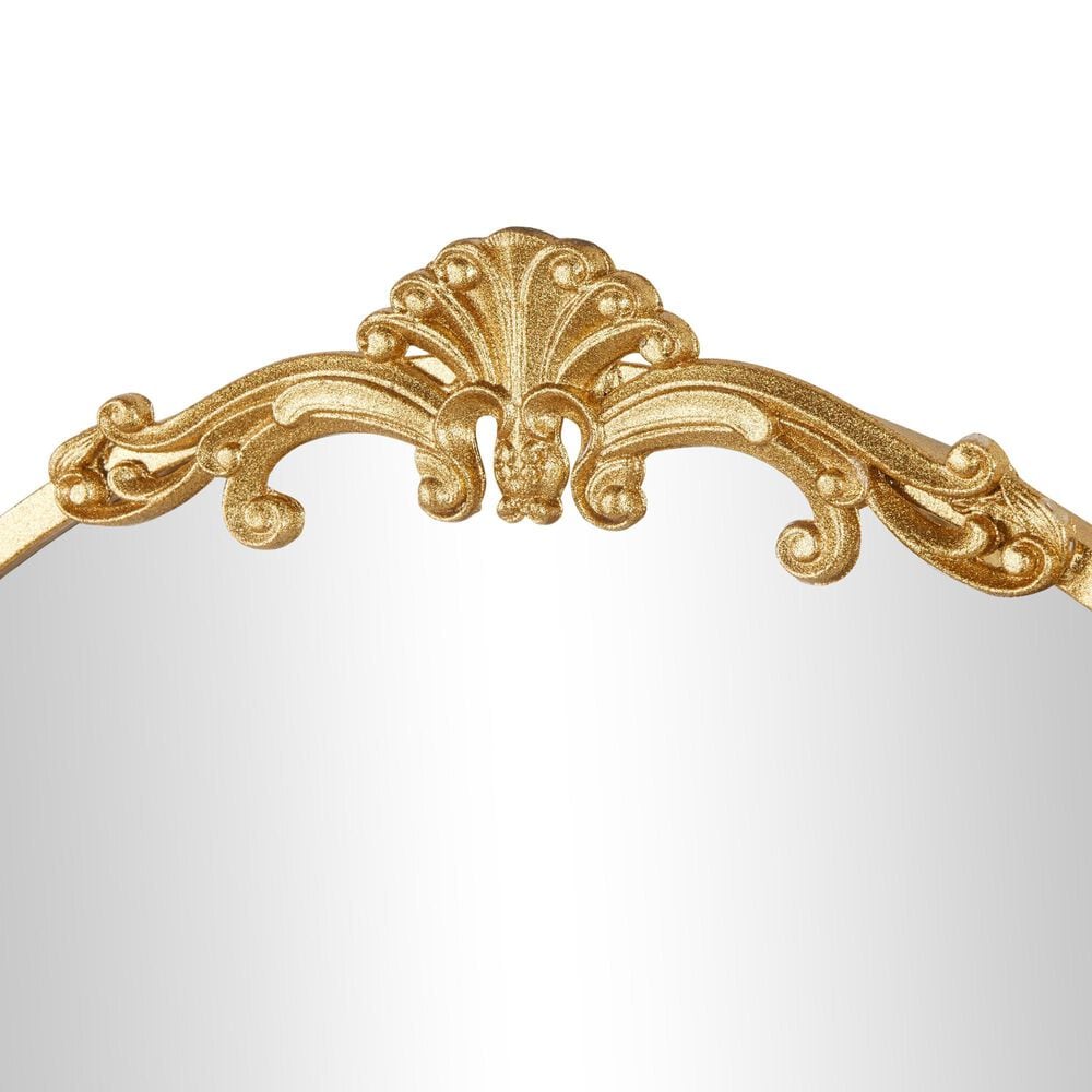 Maple and Jade Metal Floral Embellishments Wall Mirror in Gold, , large