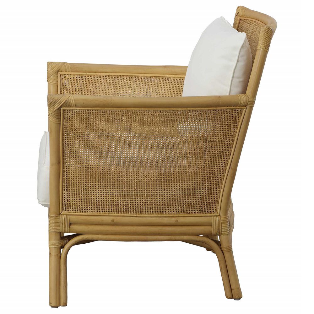 Uttermost Pacific Arm Chair with White Cushion in Natural, , large