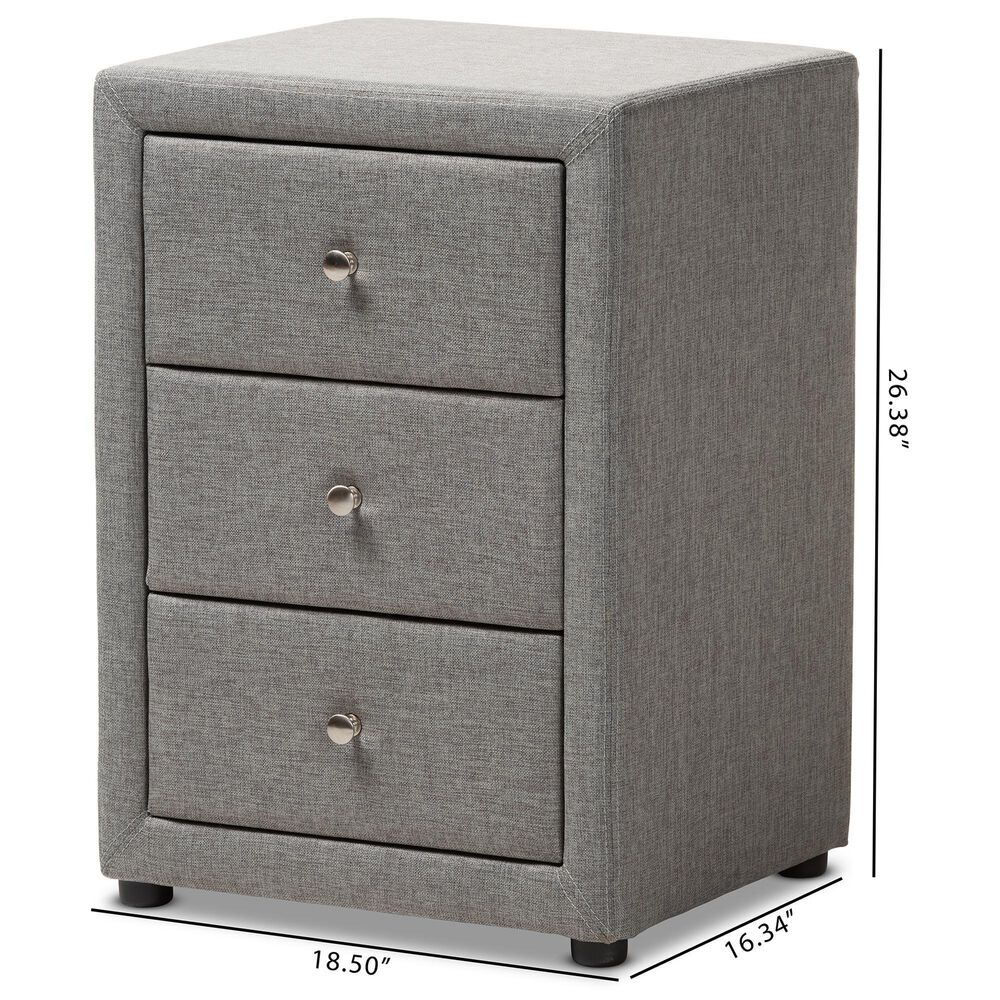 Baxton Studio Tessa 3-Drawer Nightstand in Grey, , large