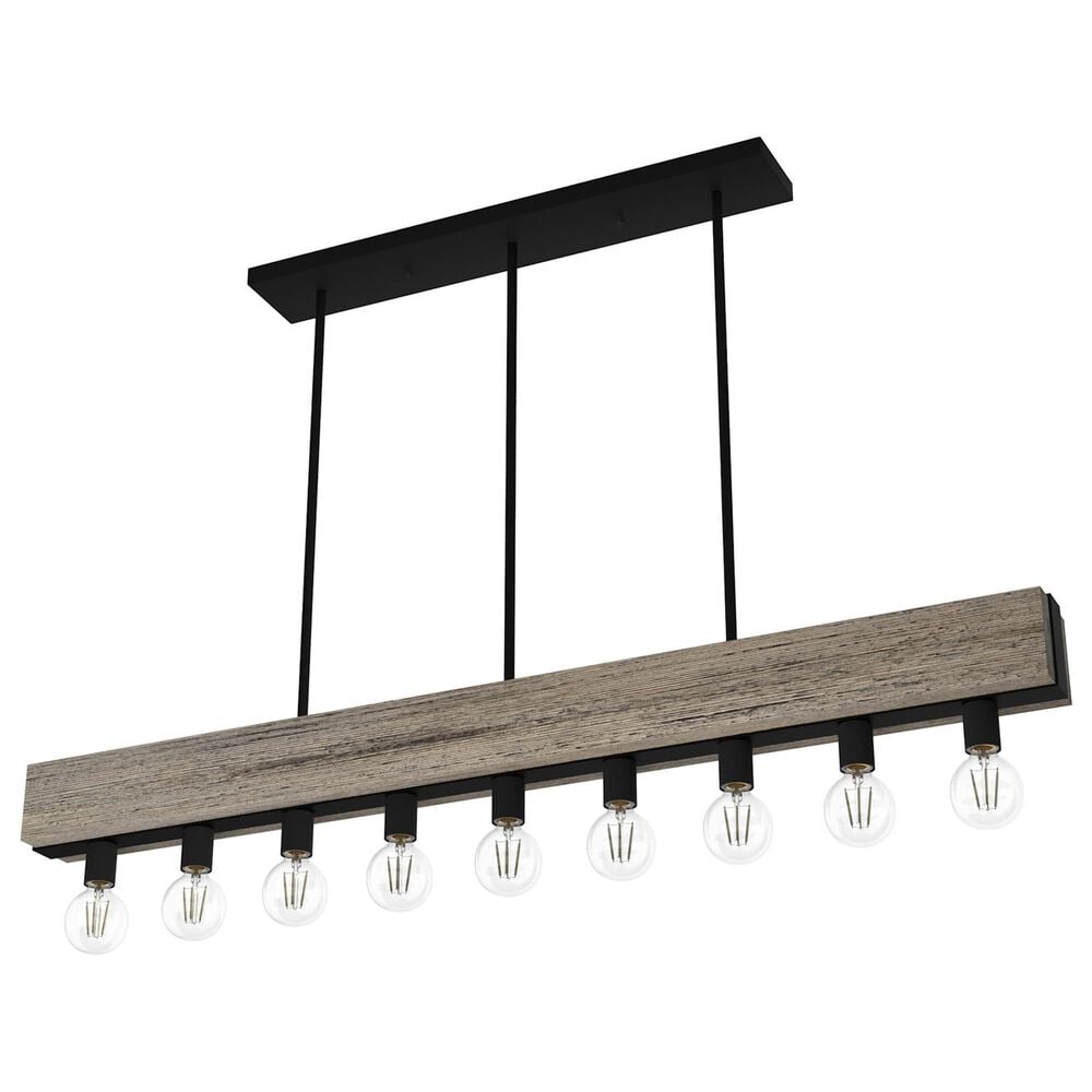 Hunter Donelson 9-Light Linear Chandelier in Natural Iron and Barnwood, , large