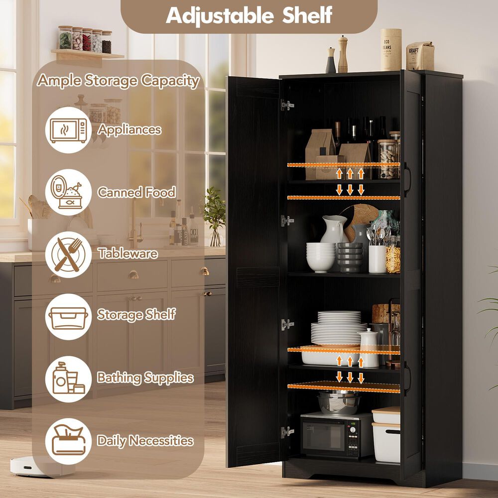GARVEE 60" Kitchen Pantry Cabinet in Black, , large
