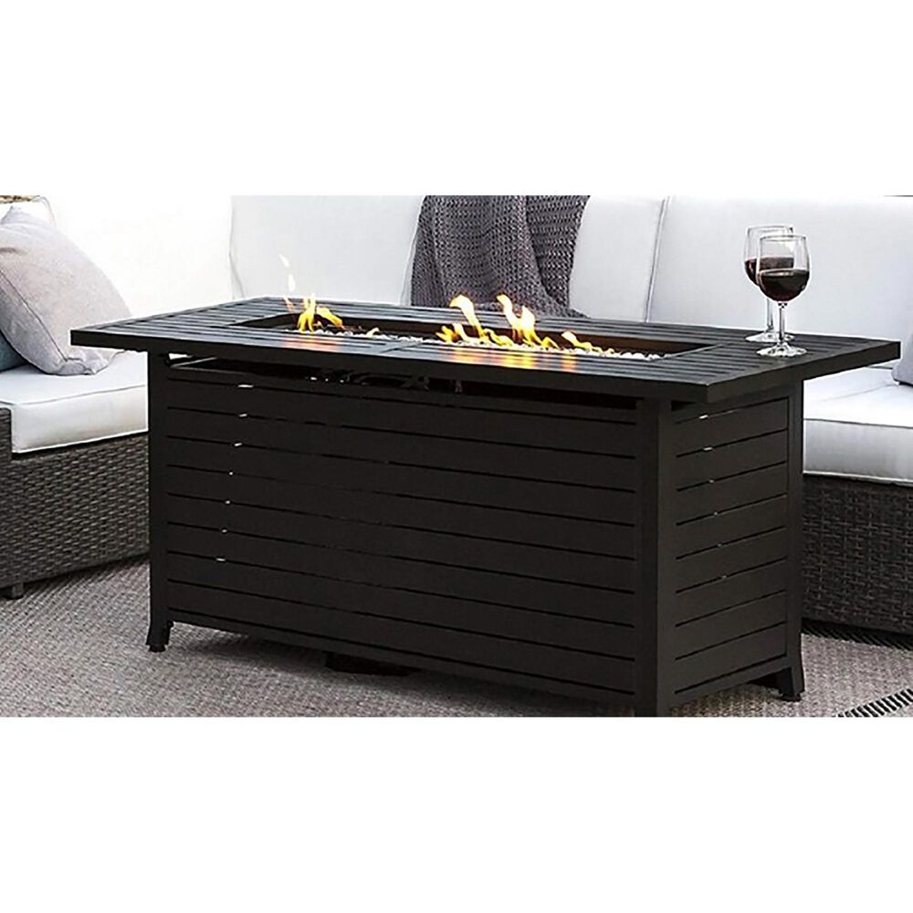 Az Patio Heaters Rectangular Aluminum Propane Gas Fire Pit in Black Mocha, , large