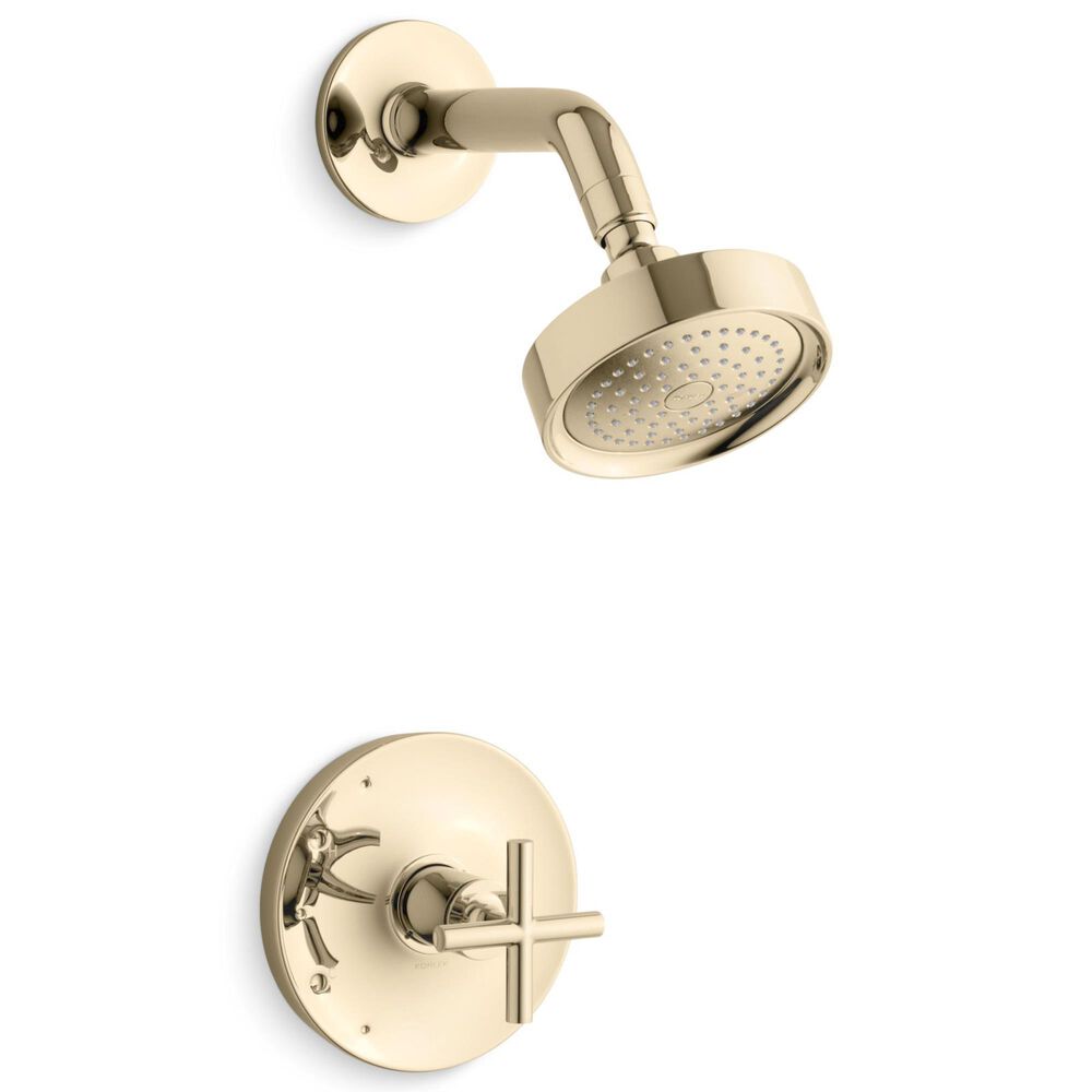 Kohler Purist Rite-Temp Shower Trim Kit with Cross Handle in Vibrant French Gold, , large