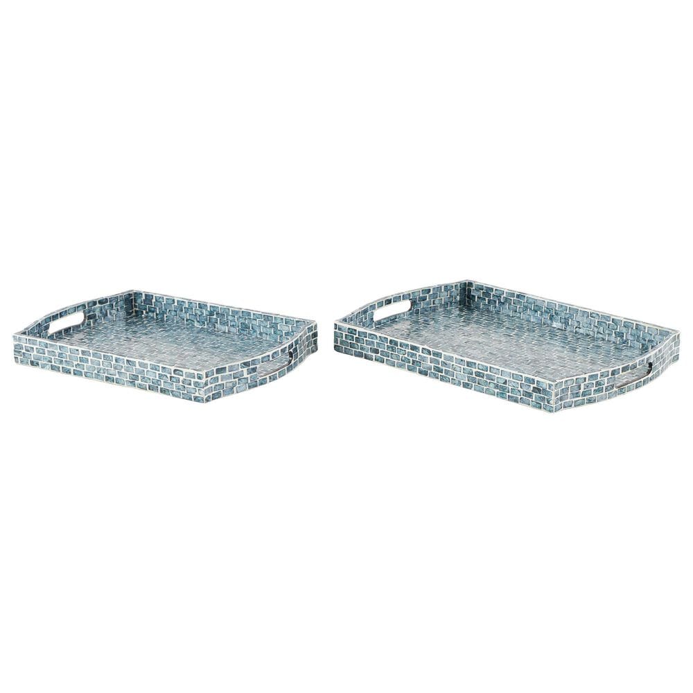 Maple and Jade 2-Piece Tray Set with Slot Handles in Polished Blue and Gray, , large