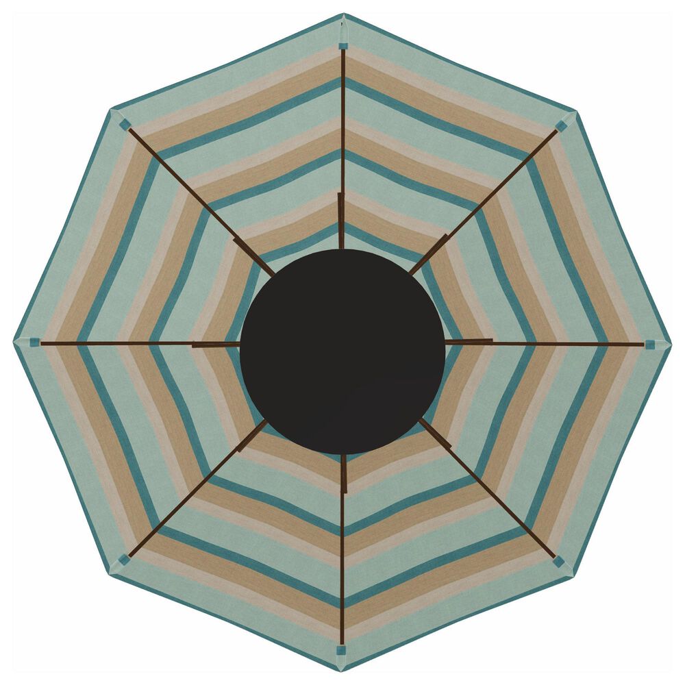 Garden Party Market 9' Octagon Push Button Tilt Umbrella with Bronze Base in Gateway Mist Stripe, , large