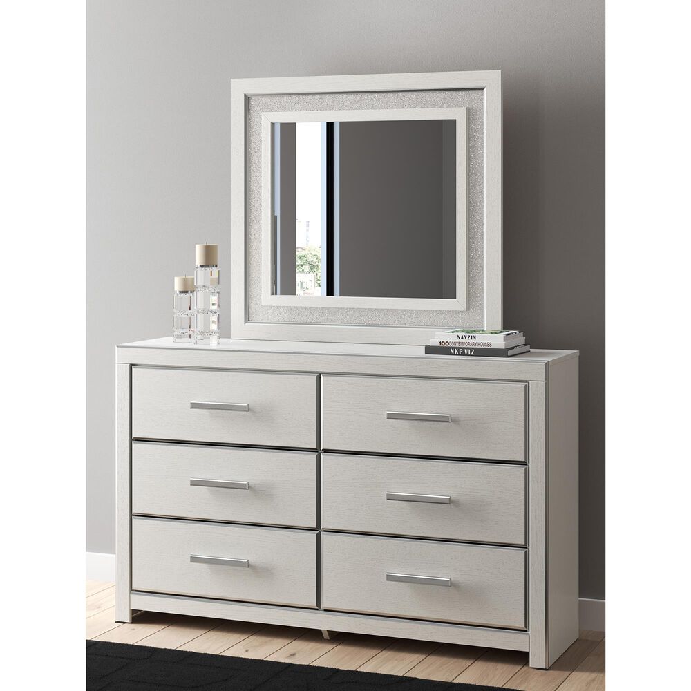 Ashley Zuraleus Dresser Mirror in Matte White, Chrome and Silver, , large