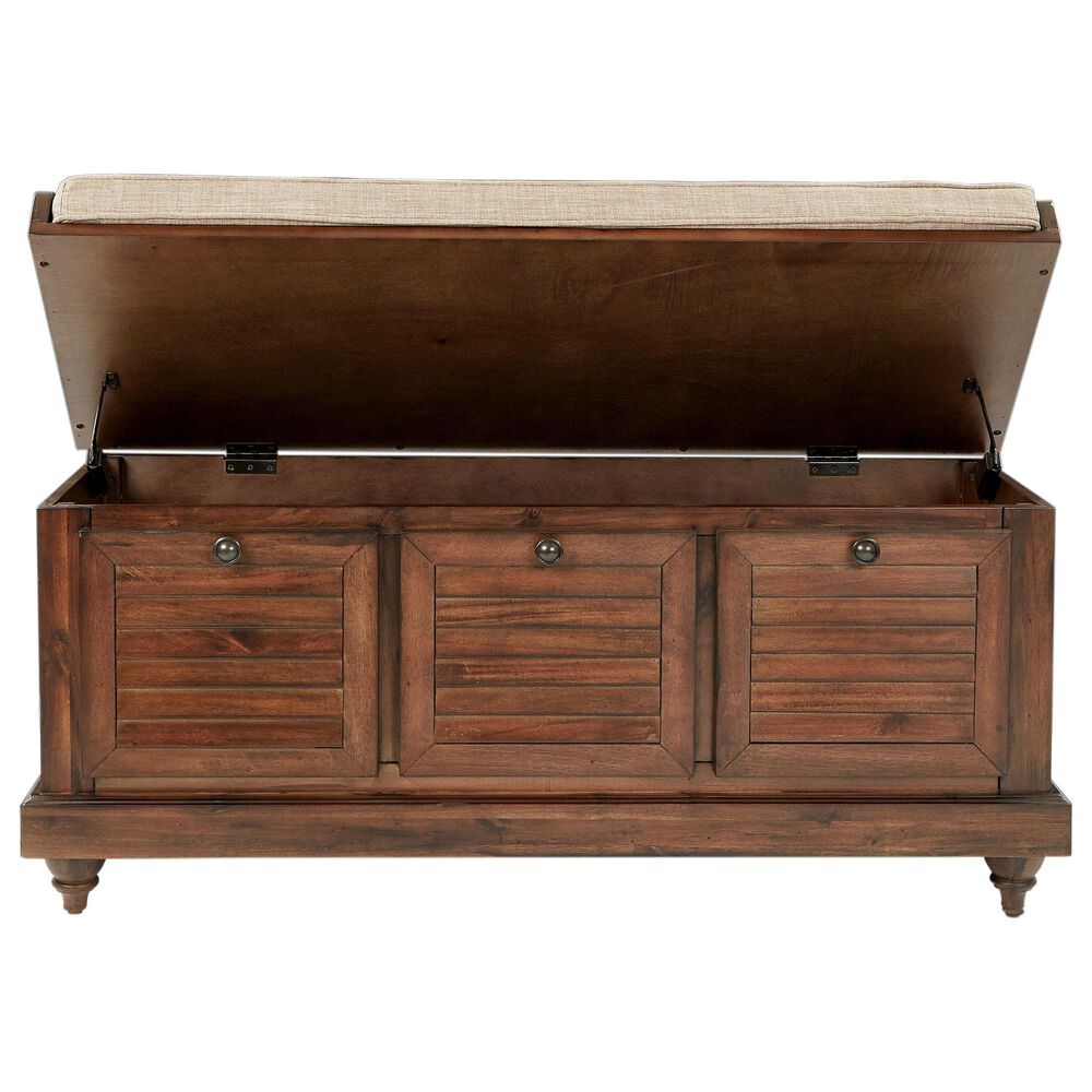 OSP Home Dover Storage Bench in Distressed Brown, , large