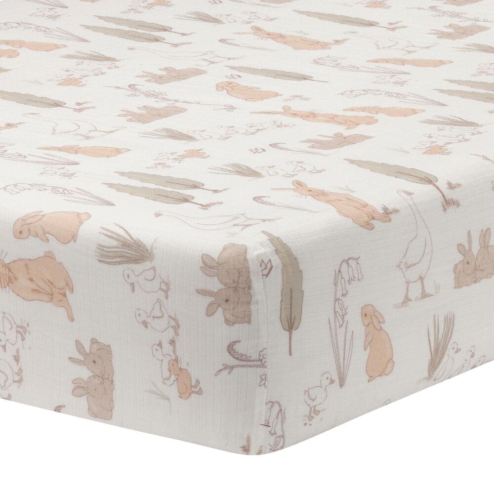 Lambs &amp; Ivy Bunny Hop 3-Piece Crib Bedding Set in White and Ivory, , large