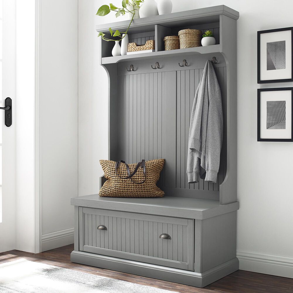 Crosley Furniture Seaside Hall Tree in Distressed Gray, , large