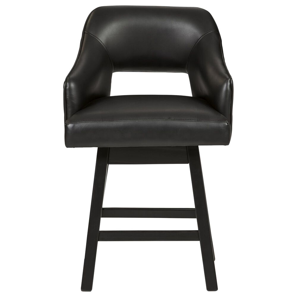 Signature Design by Ashley Tallenger 25&quot; Swivel Counter Stool with Black Cushion in Dark Brown, , large