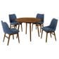 Blue River Arcadia and Azalea 5-Piece 42" Dining Set with Blue Cushion in Walnut, , large