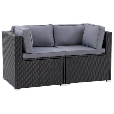 CorLiving Parksville 2-Piece Patio Sectional Loveseat Set in Black/Ash Gray, , large