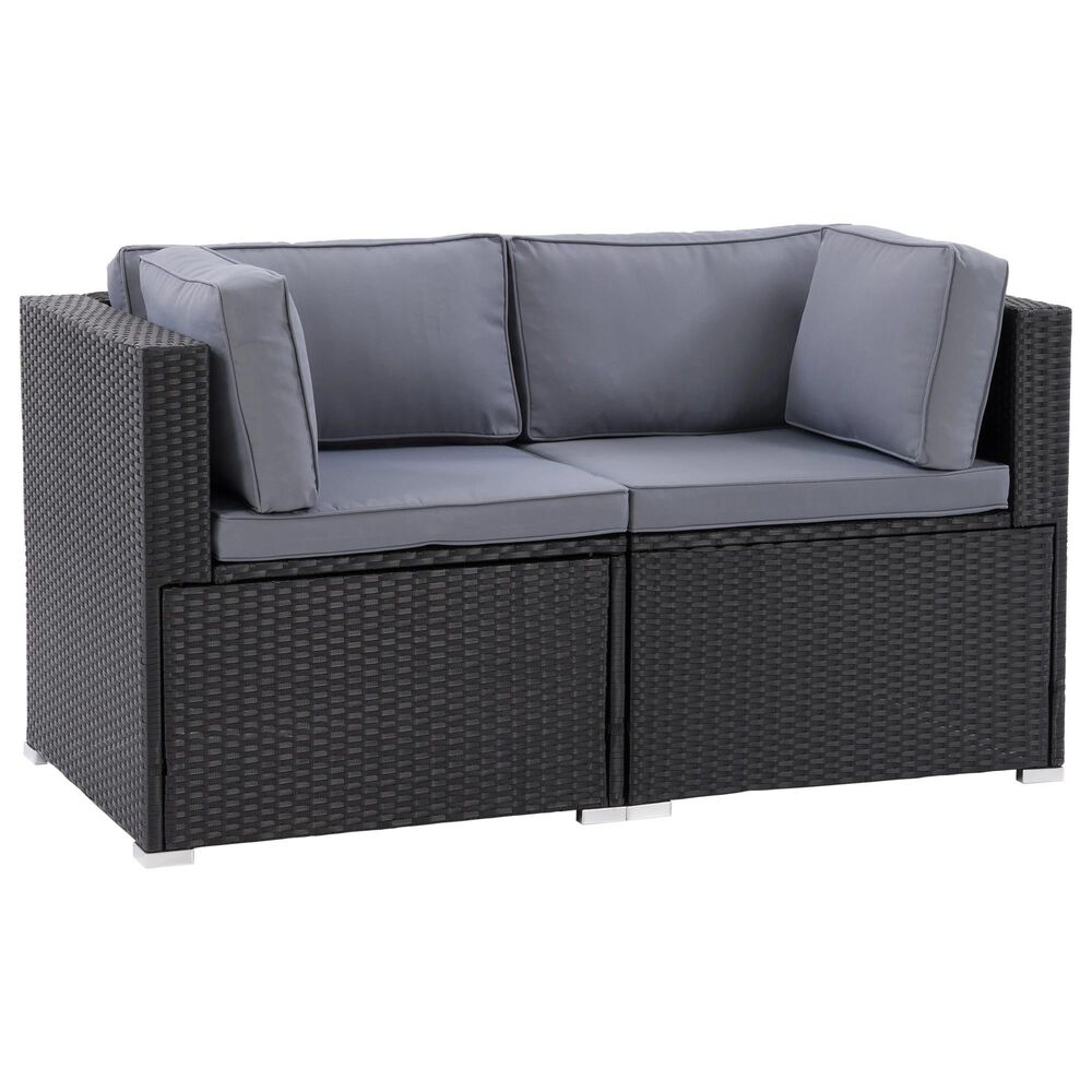 CorLiving Parksville 2-Piece Patio Sectional Loveseat Set in Black/Ash Gray, , large
